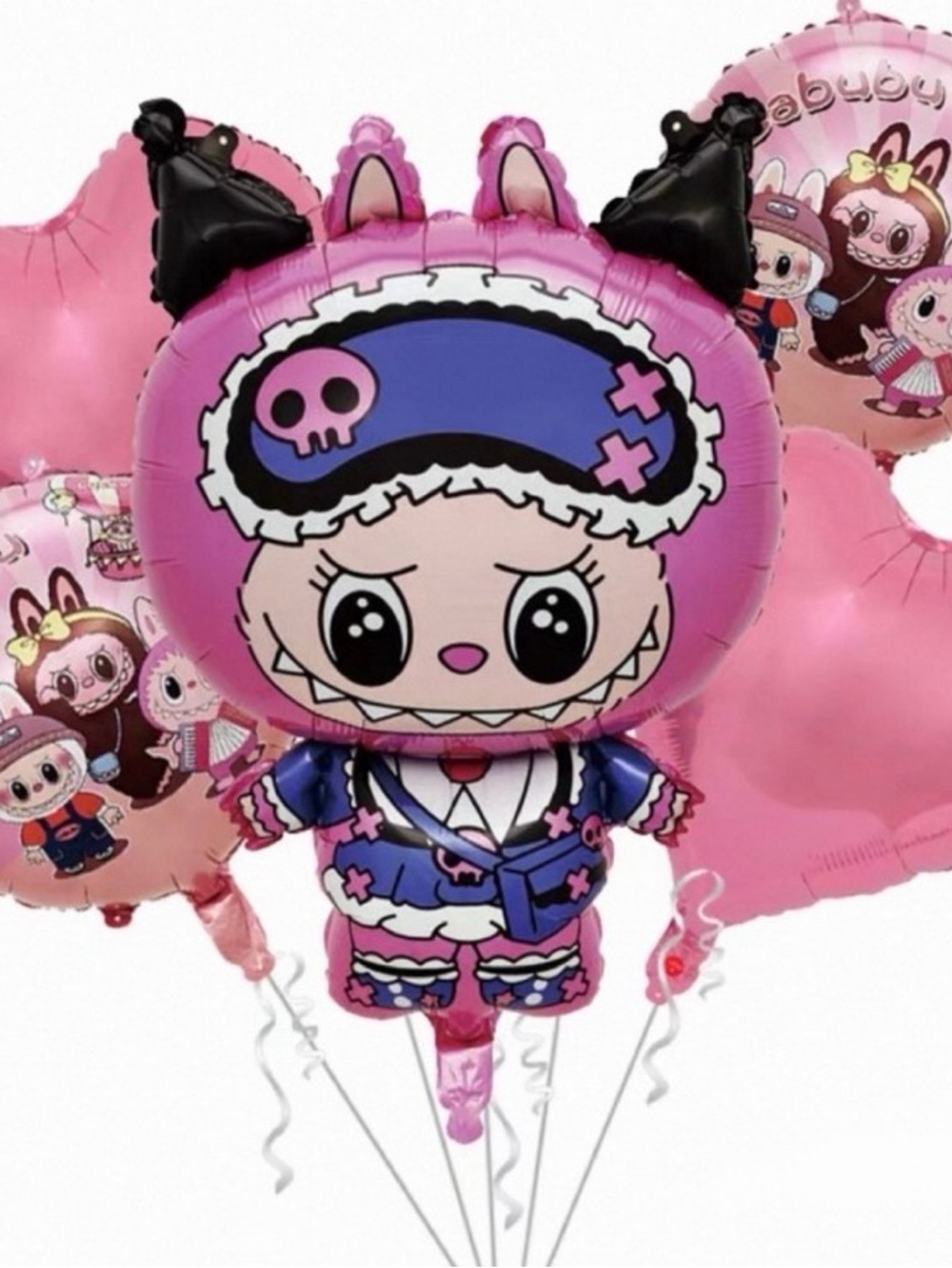 Kuromi Labubu balloons set 5pcs Silver Foil Star Balloon (Self-Sealing)